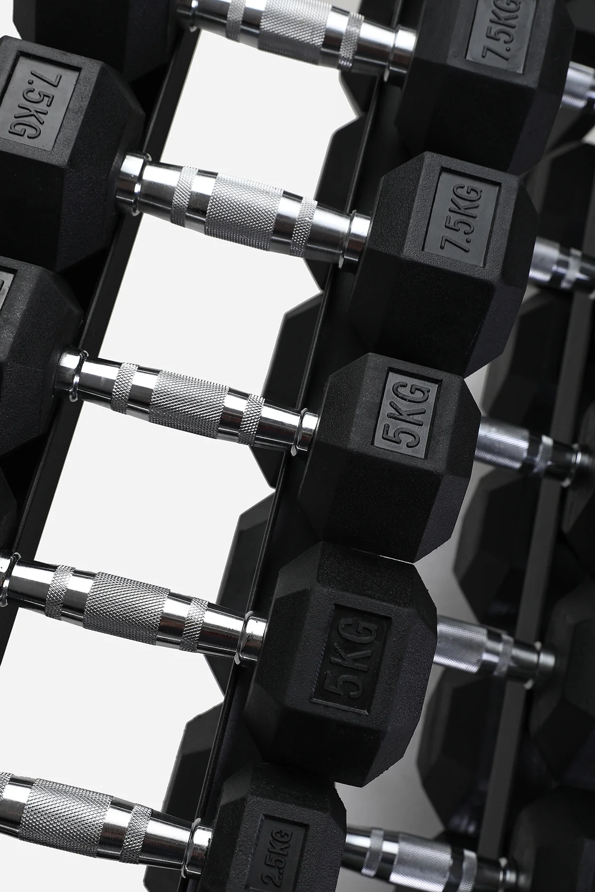 Hex Dumbbell Set 2.5-20kg & 3-Tier Rack - Image 3