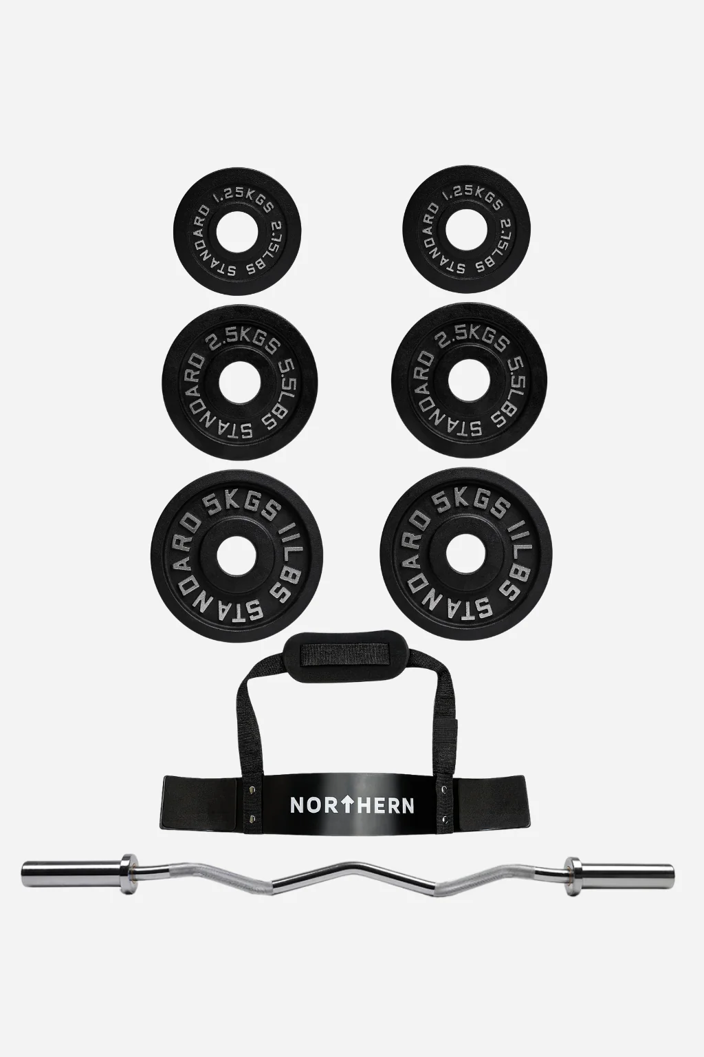 Olympic EZ Bar Intermediate Package - EZ Bar, Arm Blaster & 17.5kg Cast Iron Plates