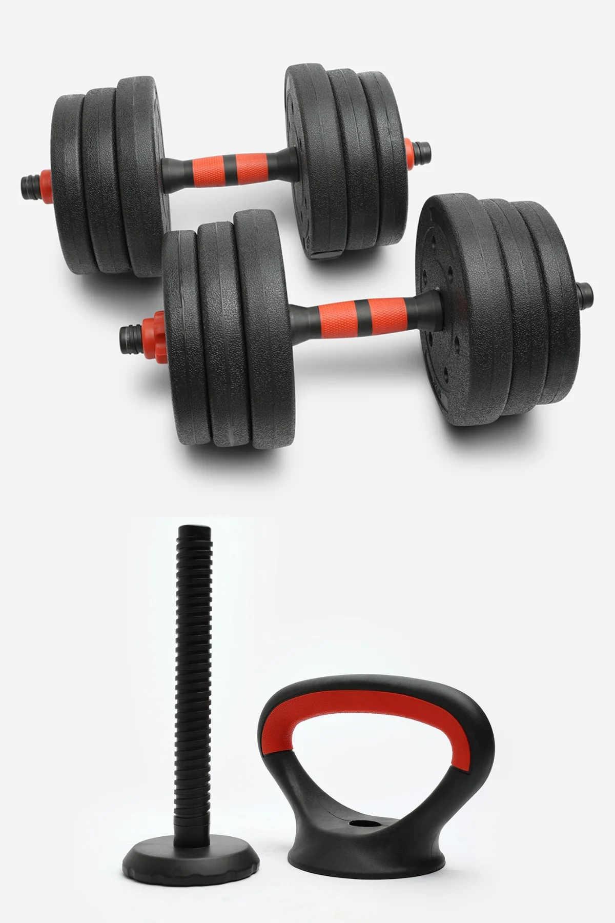 Cement Dumbbell Set 20kg x 2 (40kg) & Kettlebell Handle & Base