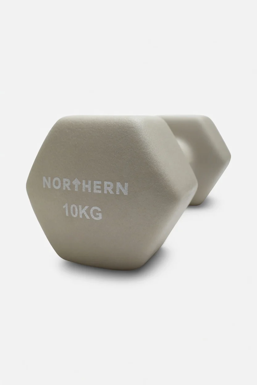 Neoprene Hex Dumbbells 10kg x 2 (20kg) - Natural Stone - Image 3