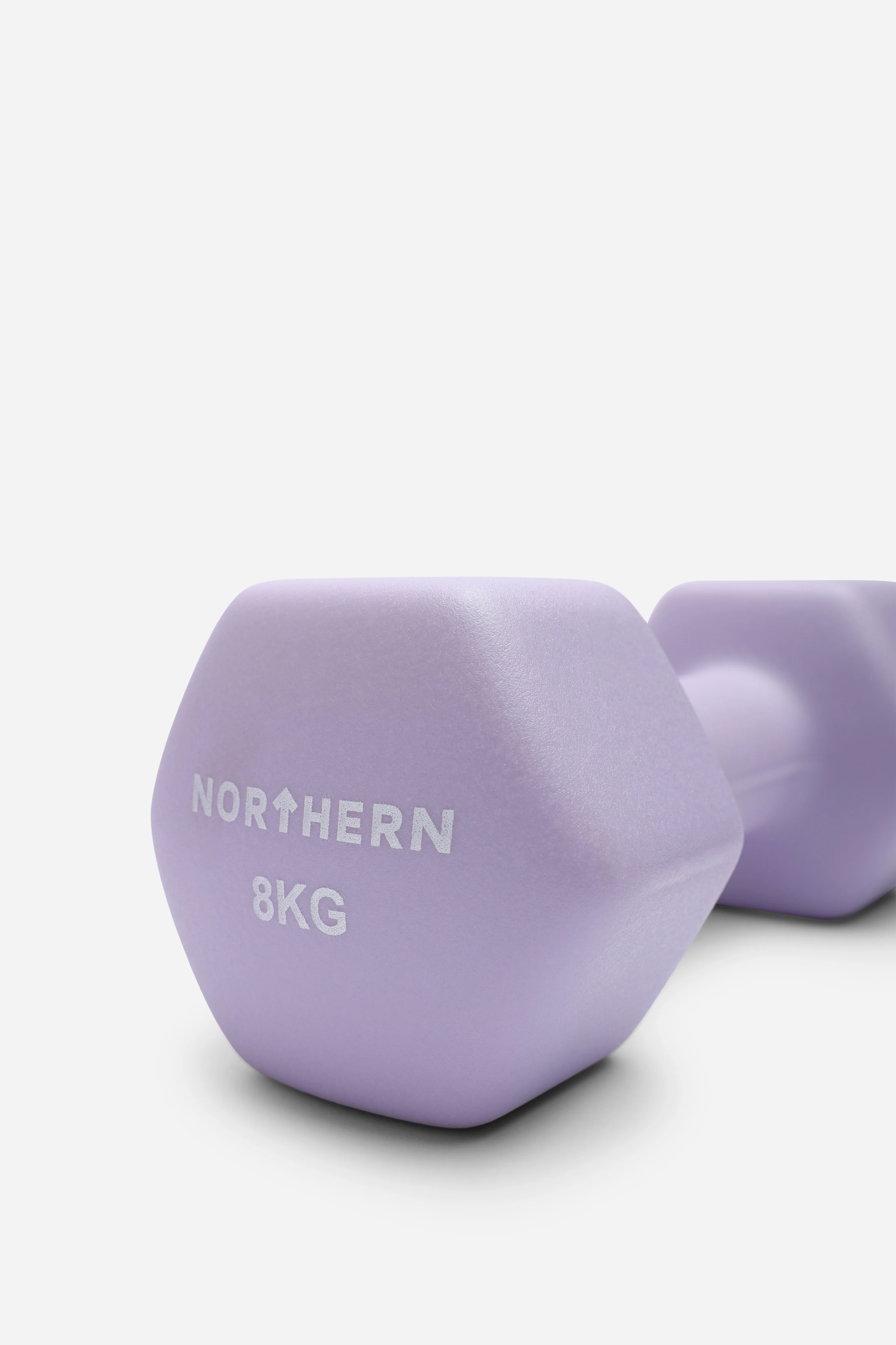 Neoprene Hex Dumbbells 8kg x 2 (16kg) - Soft Lavender - Image 3